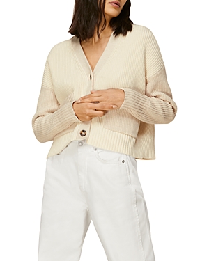 Whistles Cropped V Neck Sweater In Ivory