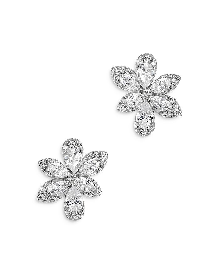 Bloomingdale's Marquis, Pear & Round Cut Diamond Flower Stud Earrings ...