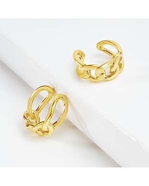 Shop Sterling Forever 14k Gold Plated Sterling Silver Figaro Chain Ear Cuffs