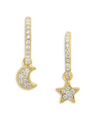 Sterling Forever - Moon & Star Mini Hoop Earrings