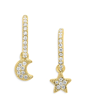Shop Sterling Forever Moon & Star Mini Hoop Earrings In Gold