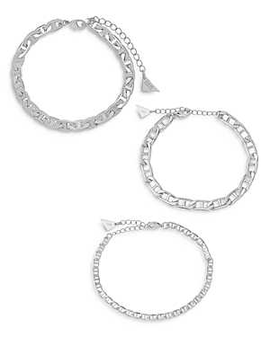 Sterling Forever Anchor Chain Link Bracelet Set In Silver