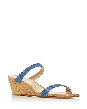 STUART WEITZMAN WOMEN'S ALEENA SQUARE TOE WEDGE SLIDE SANDALS