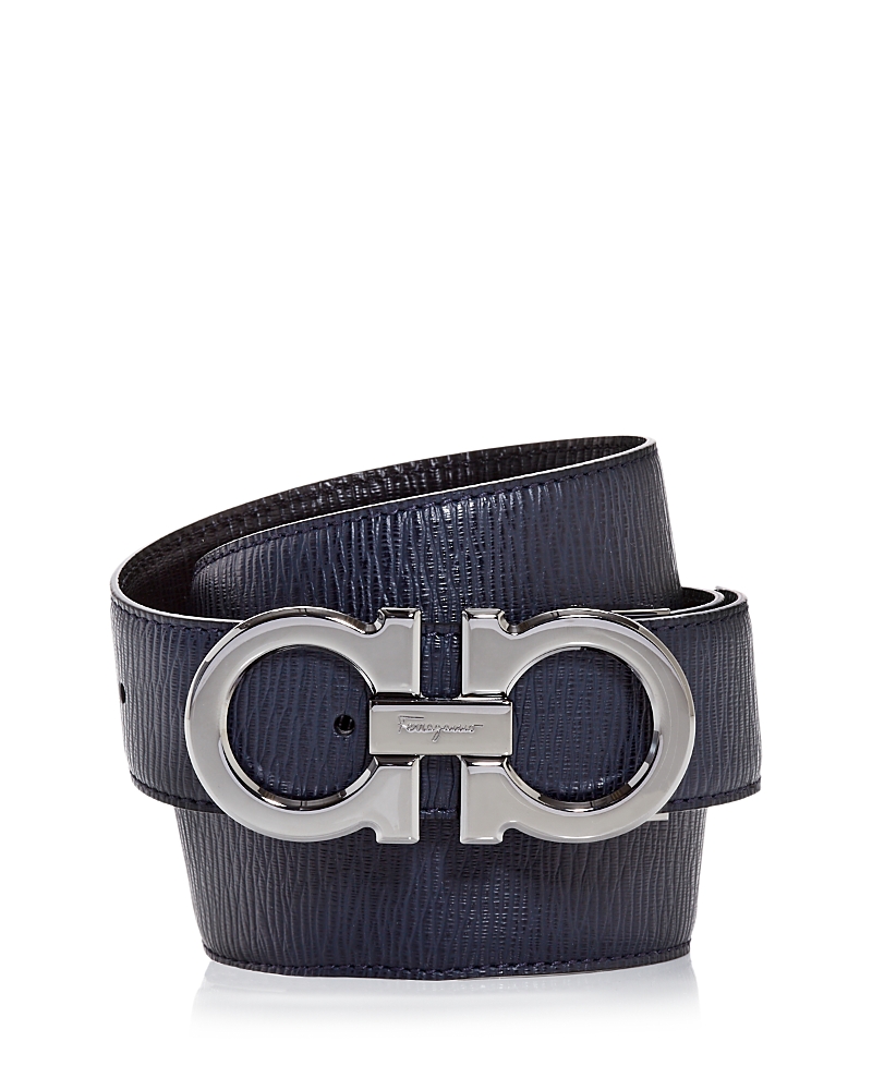Ferragamo Salvatore Ferragamo Men's Double Gancini Reversible Leather Belt