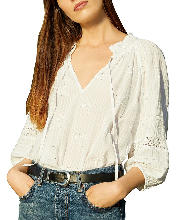 Sanctuary eyelet best sale peasant blouse
