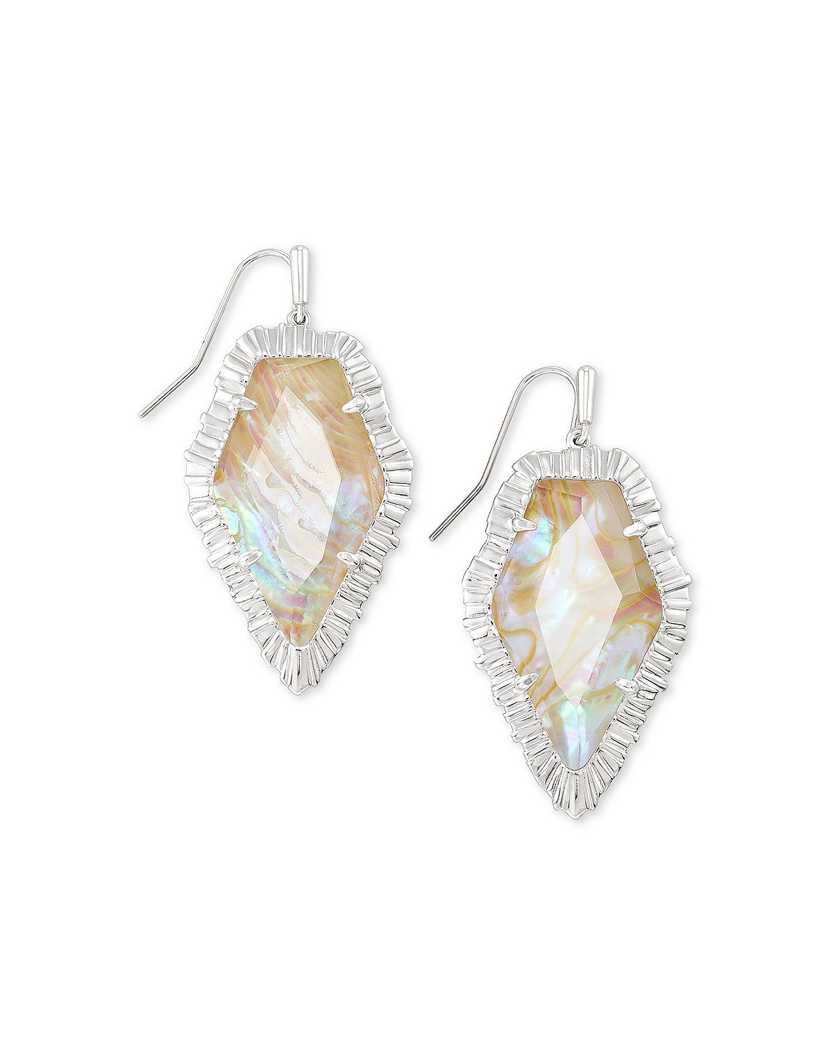 Photo 1 of Kendra Scott Rhodium-Plated Iridescent Abalone Drop Earrings
