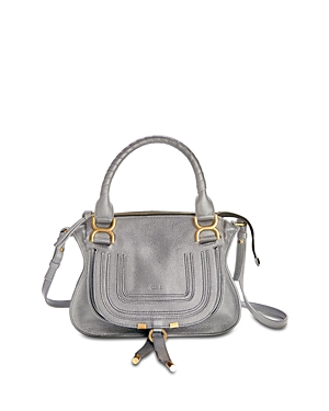Chloé Marcie Small Leather Satchel In Cashmere Gray