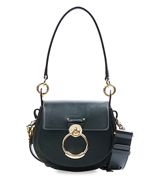 Chloé Tess Small Leather Crossbody In Night Forest