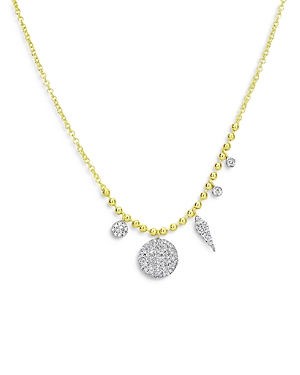 Meira T 14k Yellow & White Gold Diamond Disc Necklace, 18