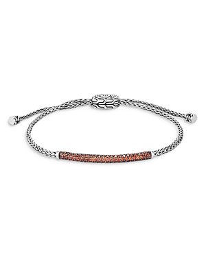 John Hardy Sterling Silver Classic Chain Garnet Medium Pull Through Bracelet In Garnet