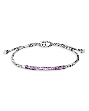 John Hardy Sterling Silver Classic Chain Amethyst Small Pull Through Bracelet In Amethyst/silver