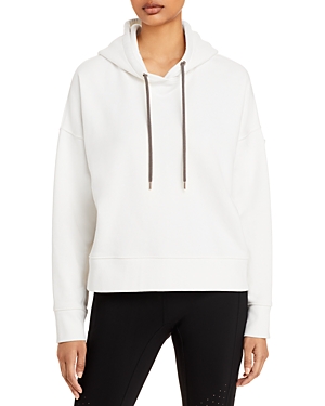 Moncler Off-white Metallic Logo Hoodie In Natural