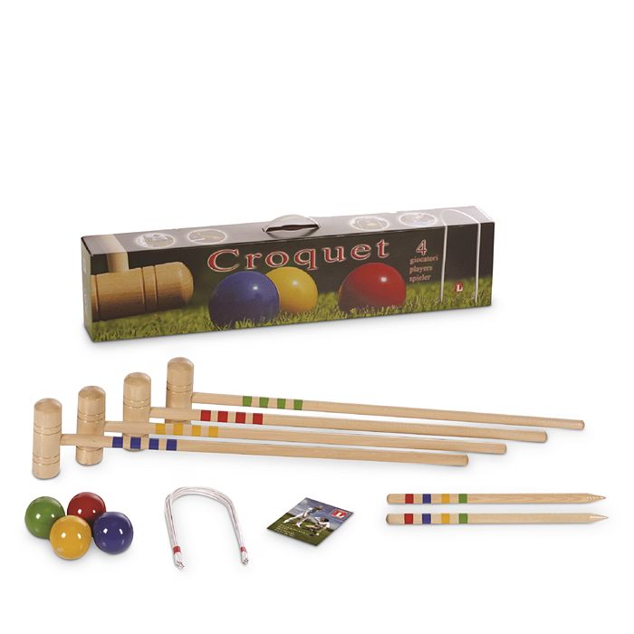 Deluxe Wooden Croquet Game Set 4 Player
