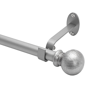 Elrene Home Fashions Farmhouse Adjustable Curtain Rod With Hammered Ball Finials, 28-48 In Pewter