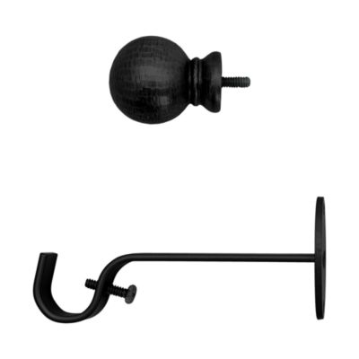 Farmhouse Adjustable Curtain Rod with Hammered Ball Finials, 28"-48"