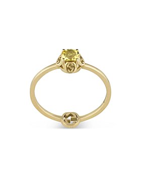 Gucci - 18K Yellow Gold Interlocking G Yellow Beryl Ring