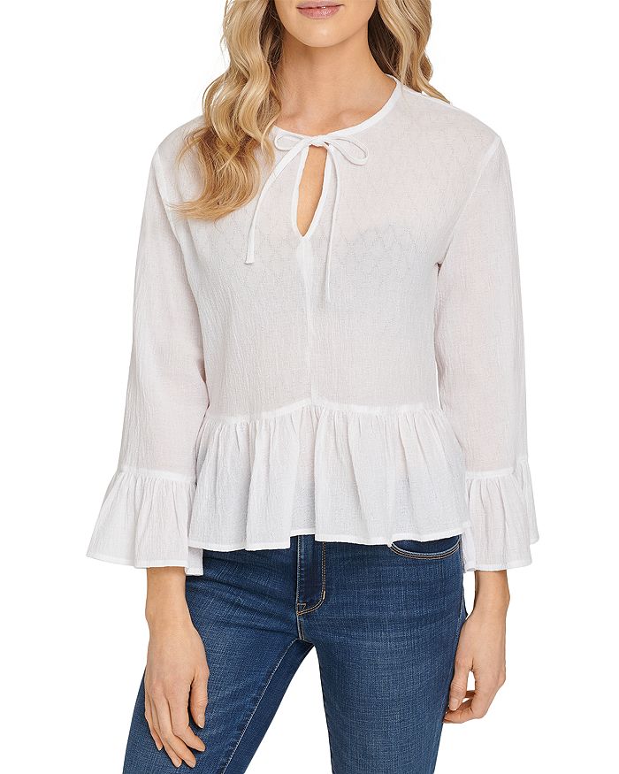 DKNY Tie Neck Ruffled Top | Bloomingdale's
