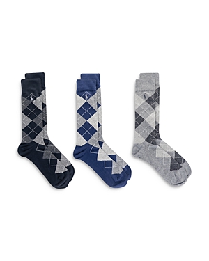 Polo Ralph Lauren Argyle Socks, Pack Of 3 In Black