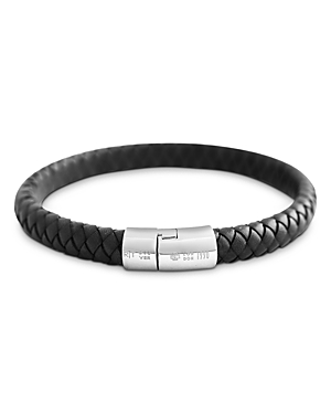 Tateossian Classic Cobra Woven Leather Bracelet In Black