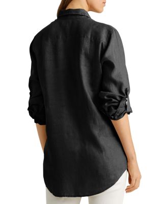 Linen Long Sleeve Collared Button Down Shirt, Regular & Petite