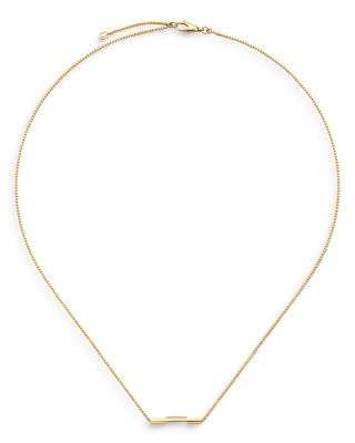 18K Yellow Gold Link To Love Bar Necklace, 17.7"