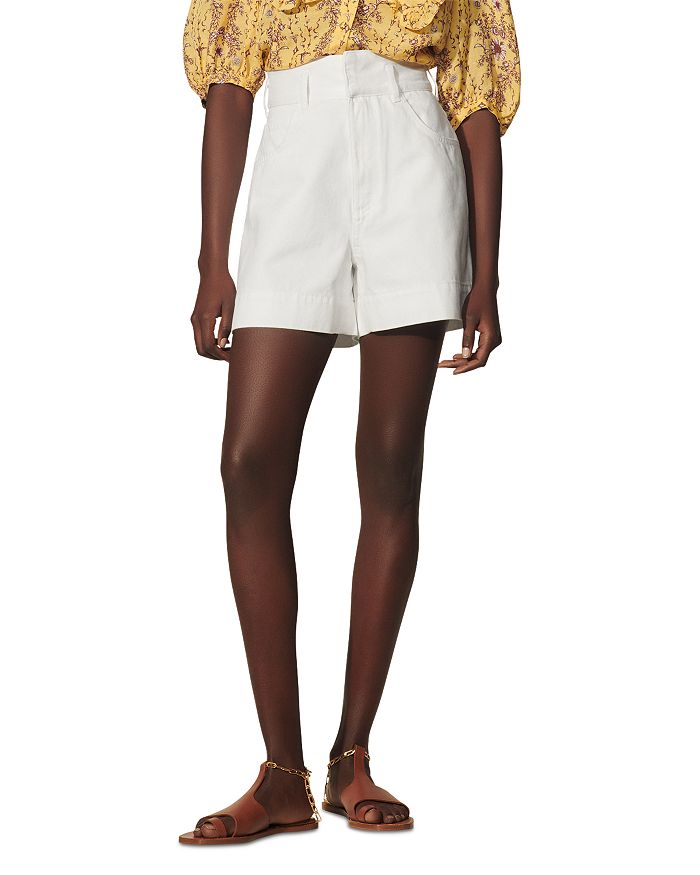 Sandro Ferdinand Bleached Jean Shorts in White | Bloomingdale's
