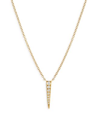 Zoe Lev - 14K Yellow Gold Diamond Dagger Pendant Necklace, 18"