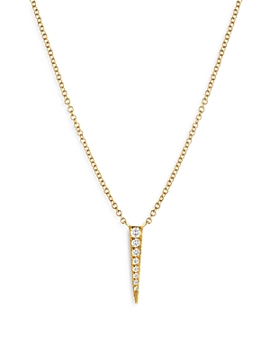 14K Yellow Gold Diamond Dagger Pendant Necklace, 18