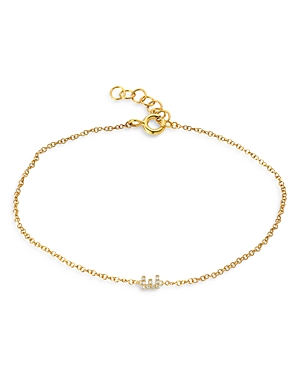 Zoe Lev 14k Yellow Gold Mini Diamond Initial Bracelet In E