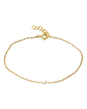 Zoe Lev 14k Yellow Gold Mini Diamond Initial Bracelet