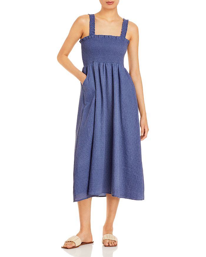 AQUA Smocked Midi Dress 100 Exclusive Bloomingdale s