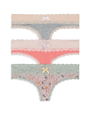 Honeydew Women's Ahna Thong, Pack Of 3 In Heather Grey/angelfish/sandcastle Floral