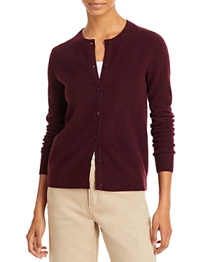 C By Bloomingdale's Crewneck Cashmere Cardigan - 100% Exclusive In Dark Raisin