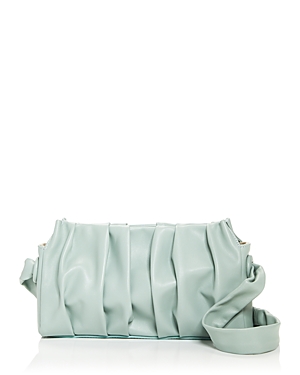 Elleme Vague Pleated Leather Clutch In Seafoam