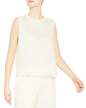 THEORY EMBROIDERED HEM LINEN TOP,L0503517