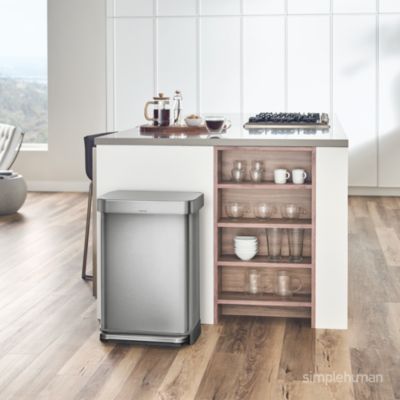 55 Liter Rectangular Kitchen Trash Can with Liner Pocket