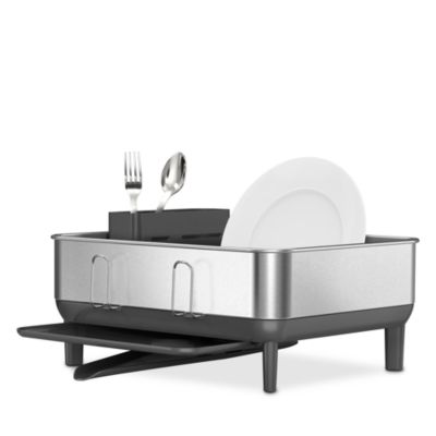 Compact Steel Frame Dish Drying Rack with Swivel Spout Drain