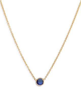 Zoe Lev - 14k Gold Birthstone Bezel Necklace, 16-18"