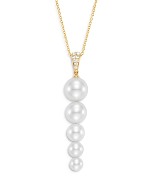 Mastoloni 18k Yellow Gold Diamond & Cultured Freshwater Pearl Pendant Necklace, 16-18