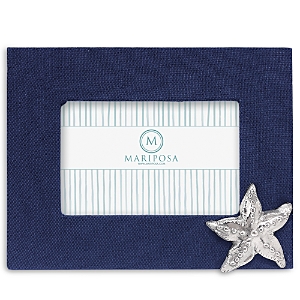 Mariposa Navy Blue Linen With Starfish Frame, 4 X 6