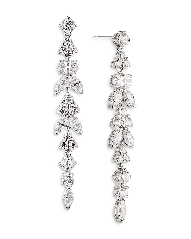 Nadri Prima Linear Drop Earrings In Rhodium