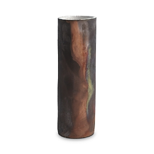 Global Views Large Cylinder Raku Vase In Rust