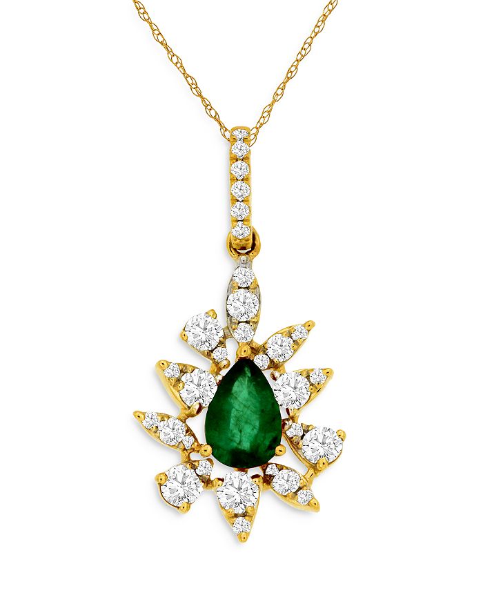 Bloomingdale's Emerald & Diamond Scatter Pendant Necklace in 14K Yellow ...