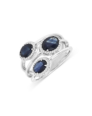 Bloomingdale's Sapphire & Diamond Multi-Row Ring in 14K White Gold - 100% Exclusive