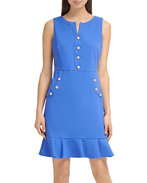 Karl Lagerfeld Scuba Crepe Dress In Dazzling Blue