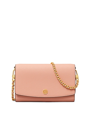 Tory Burch Robinson Chain Wallet In Pink Moon/gold | ModeSens