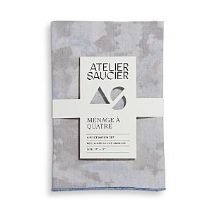 Shop Atelier Saucier Blue Sky Linen Napkins, Set Of 4 In Natural
