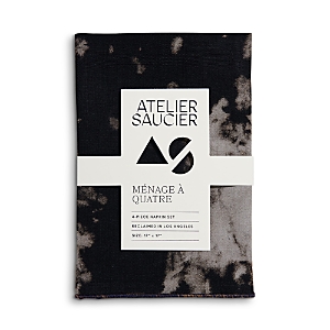 Shop Atelier Saucier After Dark Linen Napkins, Set Of 4 In Black