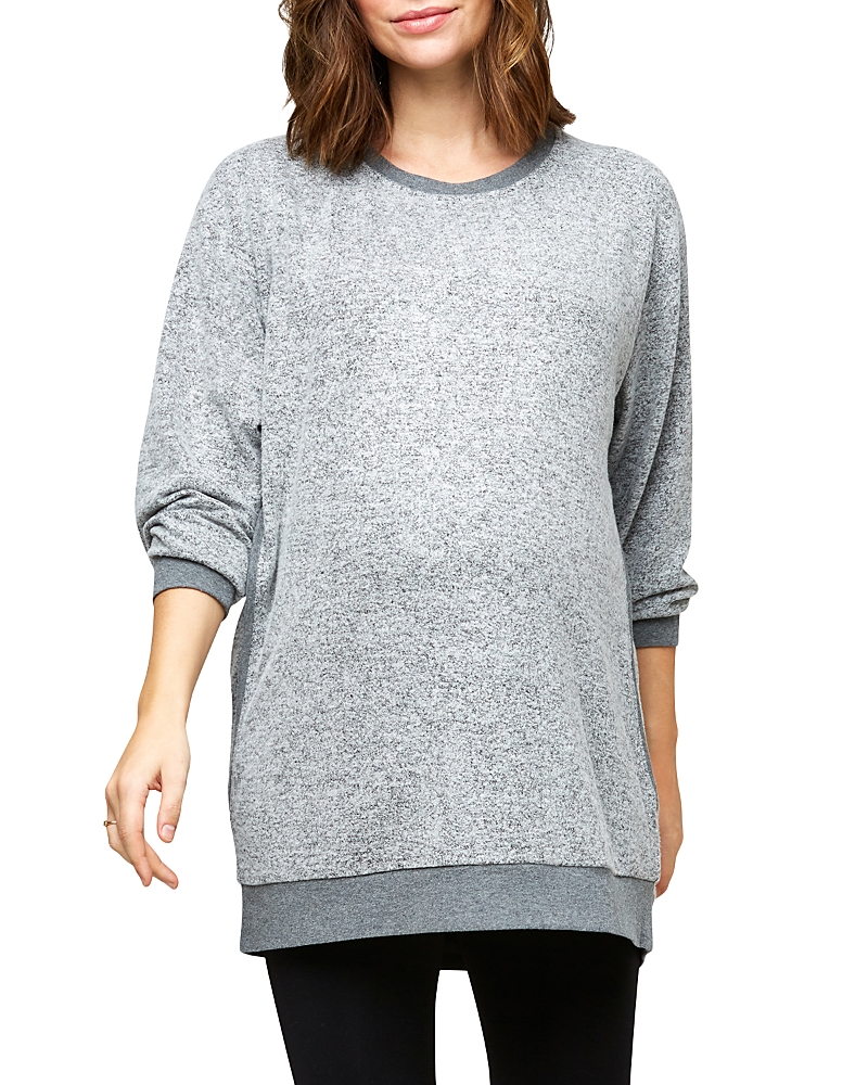 Nom Maternity Jo Nursing Sweatshirt In Gray Hacci
