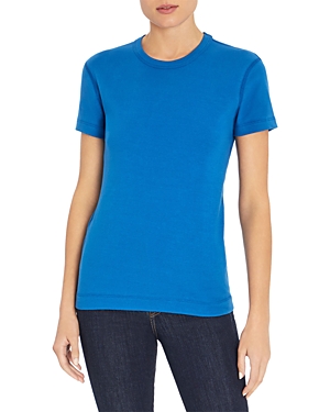 Three Dots Solid Crewneck Tee In Classic Blue